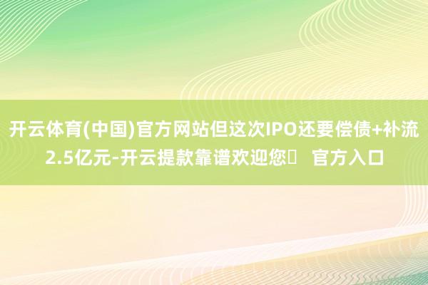 开云体育(中国)官方网站但这次IPO还要偿债+补流2.5亿元-开云提款靠谱欢迎您✅ 官方入口