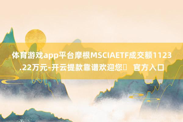 体育游戏app平台摩根MSCIAETF成交额1123.22万元-开云提款靠谱欢迎您✅ 官方入口