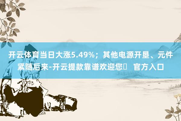 开云体育当日大涨5.49%；其他电源开垦、元件紧随后来-开云提款靠谱欢迎您✅ 官方入口